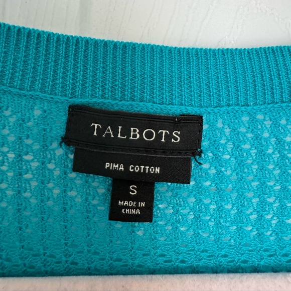 Talbots Pima cotton Teal small women’s cardigan - Picture 2 of 6